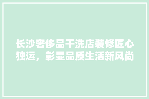 长沙奢侈品干洗店装修匠心独运，彰显品质生活新风尚