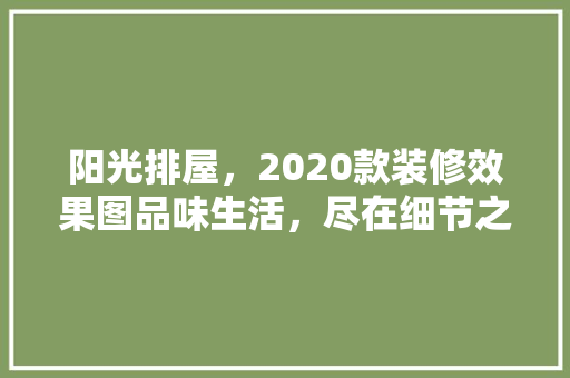 阳光排屋，2020款装修效果图品味生活，尽在细节之中