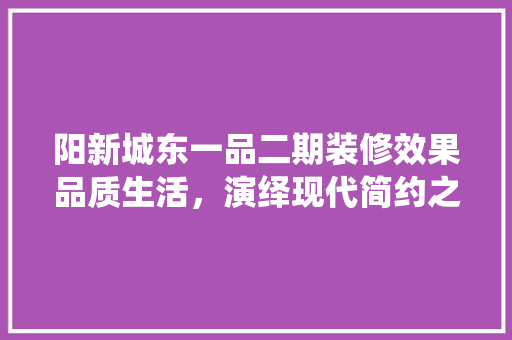 阳新城东一品二期装修效果品质生活，演绎现代简约之美