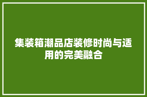 集装箱潮品店装修时尚与适用的完美融合