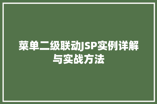 菜单二级联动JSP实例详解与实战方法