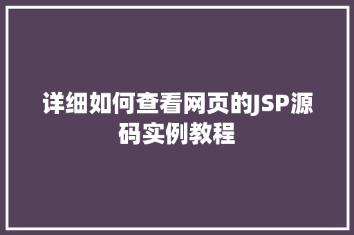 详细如何查看网页的JSP源码实例教程