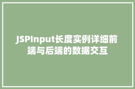 JSPInput长度实例详细前端与后端的数据交互