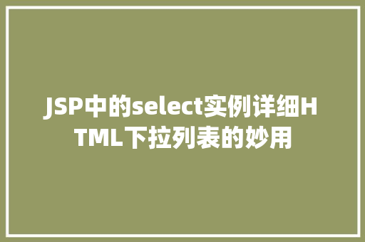 JSP中的select实例详细HTML下拉列表的妙用