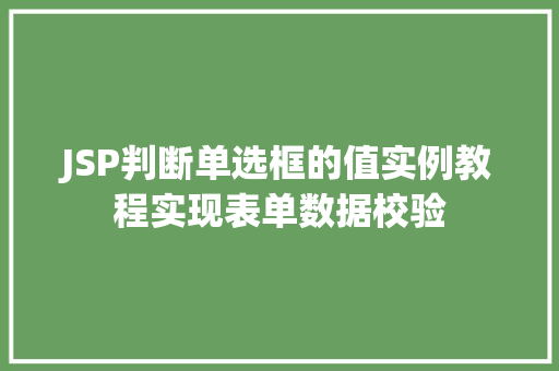 JSP判断单选框的值实例教程实现表单数据校验
