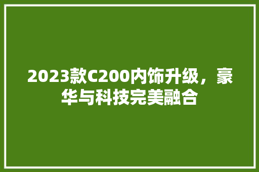 2023款C200内饰升级，豪华与科技完美融合