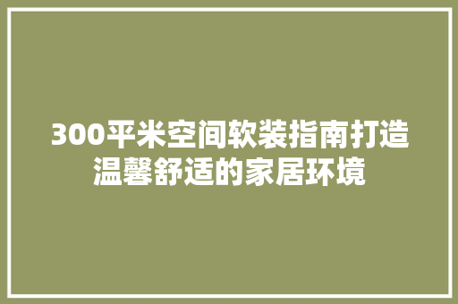 300平米空间软装指南打造温馨舒适的家居环境