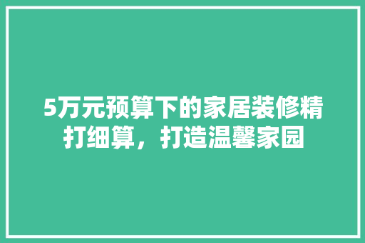 5万元预算下的家居装修精打细算，打造温馨家园