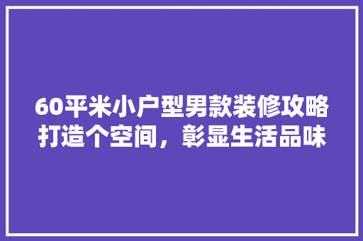 60平米小户型男款装修攻略打造个空间，彰显生活品味