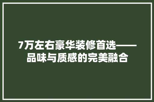 7万左右豪华装修首选——品味与质感的完美融合