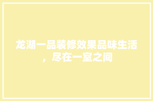 龙湖一品装修效果品味生活，尽在一室之间
