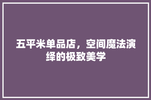 五平米单品店，空间魔法演绎的极致美学