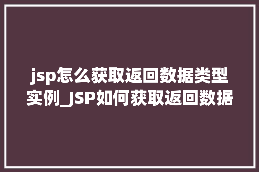 jsp怎么获取返回数据类型实例_JSP如何获取返回数据类型实例实战与方法分享