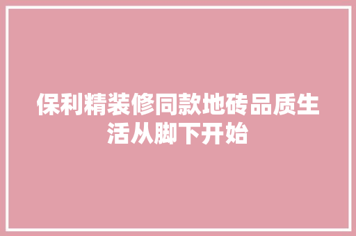 保利精装修同款地砖品质生活从脚下开始