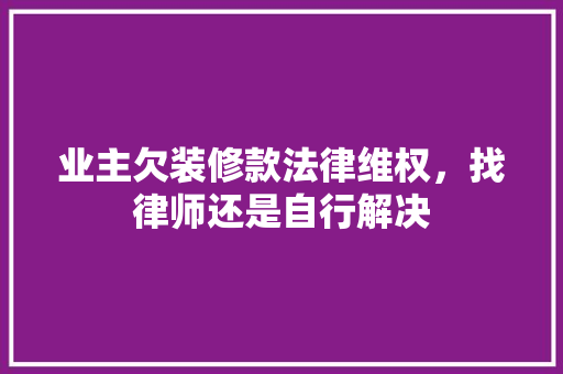 业主欠装修款法律维权，找律师还是自行解决