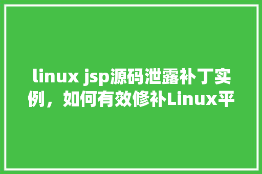 linux jsp源码泄露补丁实例，如何有效修补Linux平台下的JSP源码泄露问题实例介绍