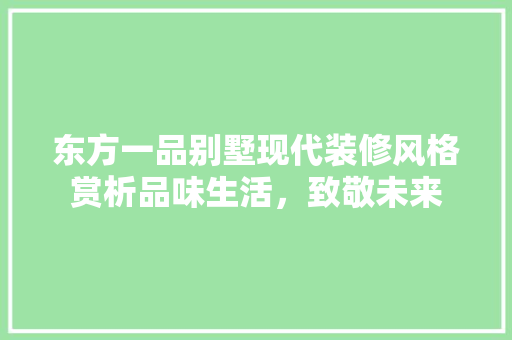 东方一品别墅现代装修风格赏析品味生活，致敬未来