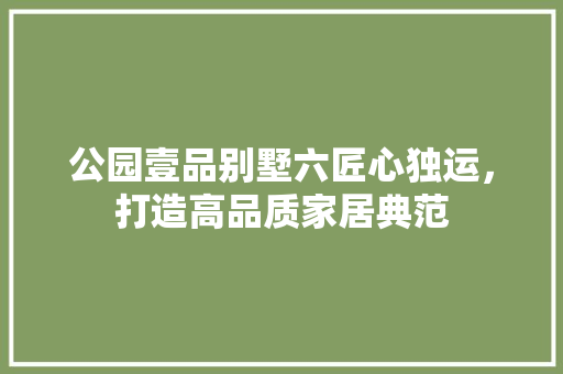 公园壹品别墅六匠心独运，打造高品质家居典范