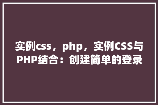 实例css，php，实例CSS与PHP结合：创建简单的登录表单