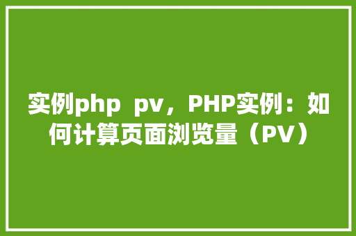 实例php  pv，PHP实例：如何计算页面浏览量（PV）