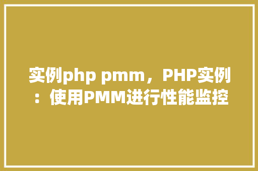 实例php pmm，PHP实例：使用PMM进行性能监控与管理