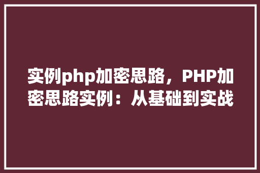 实例php加密思路，PHP加密思路实例：从基础到实战