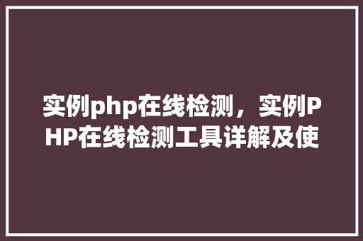 实例php在线检测，实例PHP在线检测工具详解及使用方法