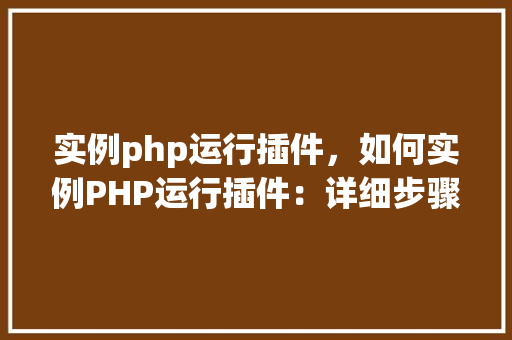 实例php运行插件，如何实例PHP运行插件：详细步骤与示例