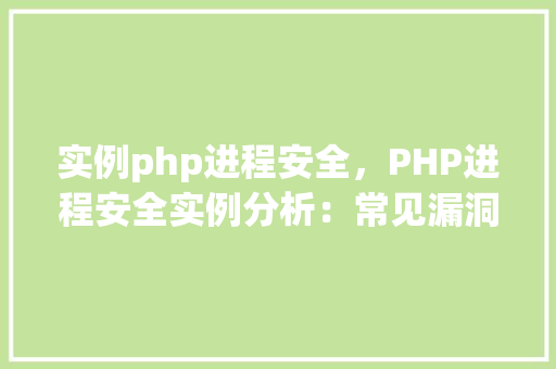 实例php进程安全，PHP进程安全实例分析：常见漏洞与防御措施