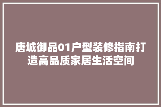 唐城御品01户型装修指南打造高品质家居生活空间  第1张