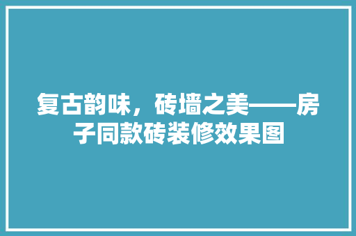 复古韵味，砖墙之美——房子同款砖装修效果图