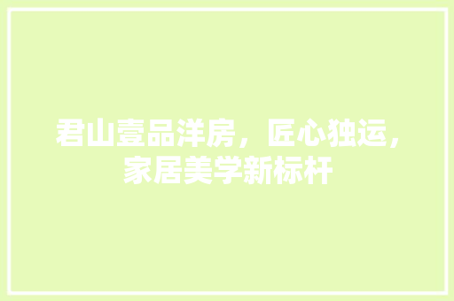 君山壹品洋房，匠心独运，家居美学新标杆