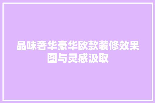 品味奢华豪华欧款装修效果图与灵感汲取  第1张