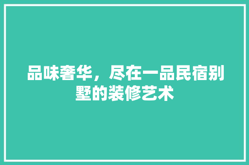 品味奢华，尽在一品民宿别墅的装修艺术  第1张