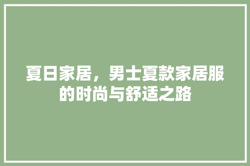 夏日家居，男士夏款家居服的时尚与舒适之路  第1张
