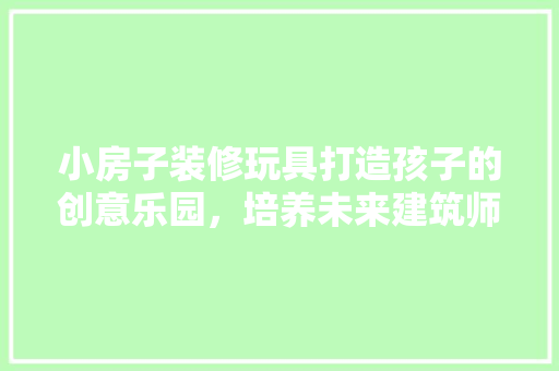小房子装修玩具打造孩子的创意乐园，培养未来建筑师！