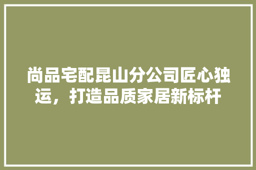 尚品宅配昆山分公司匠心独运，打造品质家居新标杆