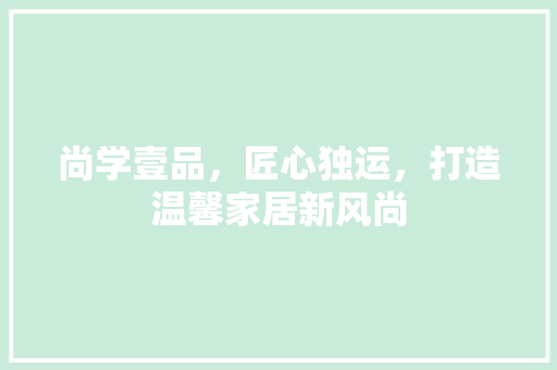 尚学壹品，匠心独运，打造温馨家居新风尚  第1张