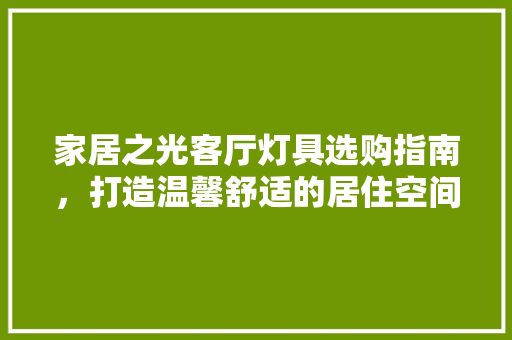 家居之光客厅灯具选购指南，打造温馨舒适的居住空间