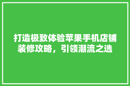 打造极致体验苹果手机店铺装修攻略，引领潮流之选