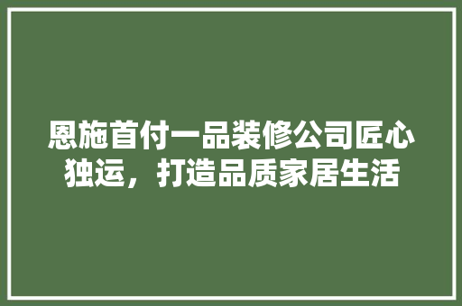 恩施首付一品装修公司匠心独运，打造品质家居生活