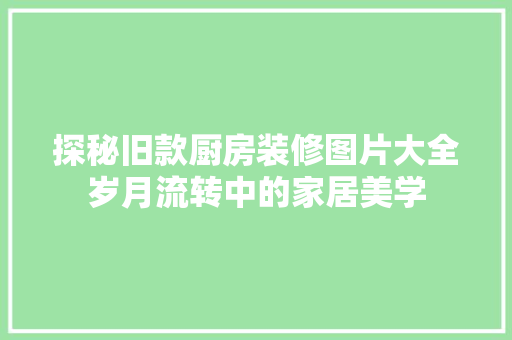 探秘旧款厨房装修图片大全岁月流转中的家居美学