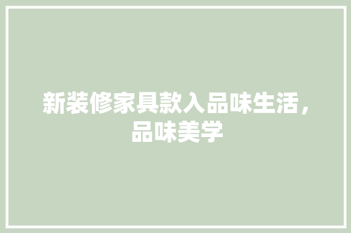 新装修家具款入品味生活，品味美学