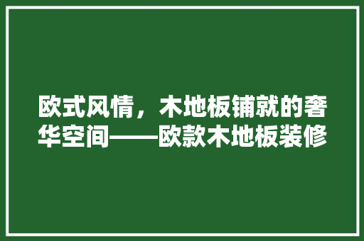 欧式风情，木地板铺就的奢华空间——欧款木地板装修效果图背后的艺术魅力