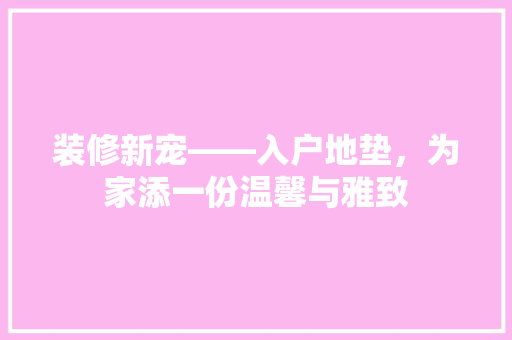装修新宠——入户地垫，为家添一份温馨与雅致