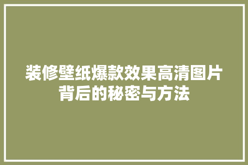 装修壁纸爆款效果高清图片背后的秘密与方法