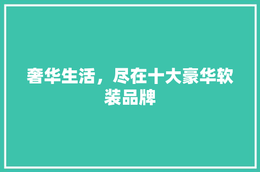奢华生活，尽在十大豪华软装品牌
