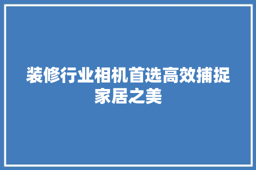 装修行业相机首选高效捕捉家居之美
