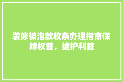 装修被泡款收条办理指南保障权益，维护利益  第1张