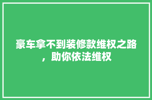 豪车拿不到装修款维权之路，助你依法维权  第1张